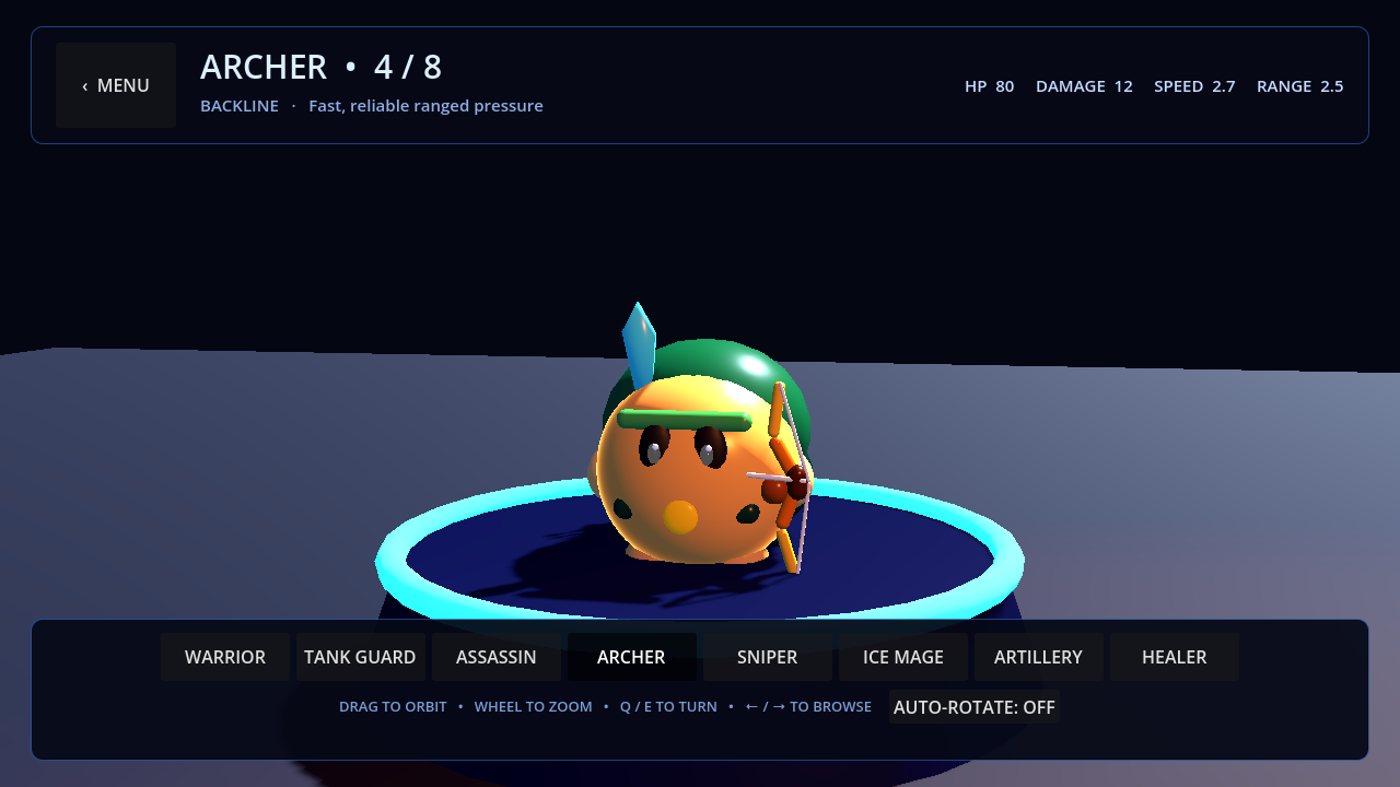 The Archer model in the in-game character gallery