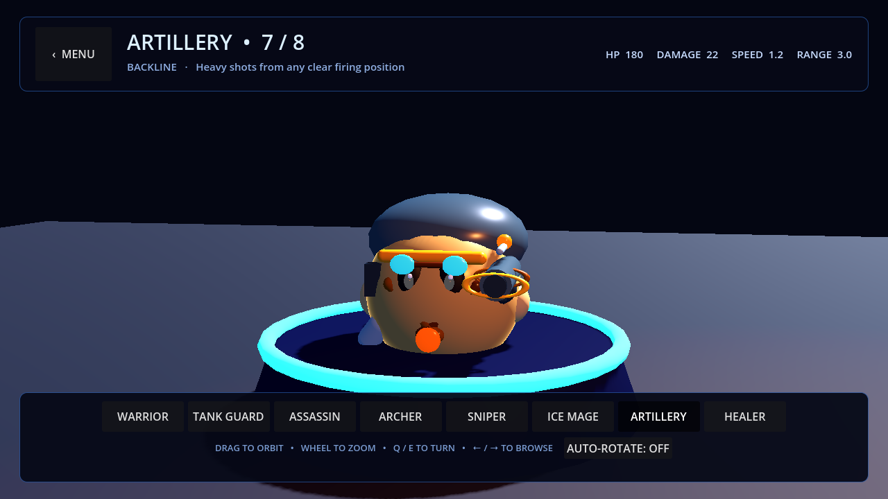 The Artillery model in the in-game character gallery