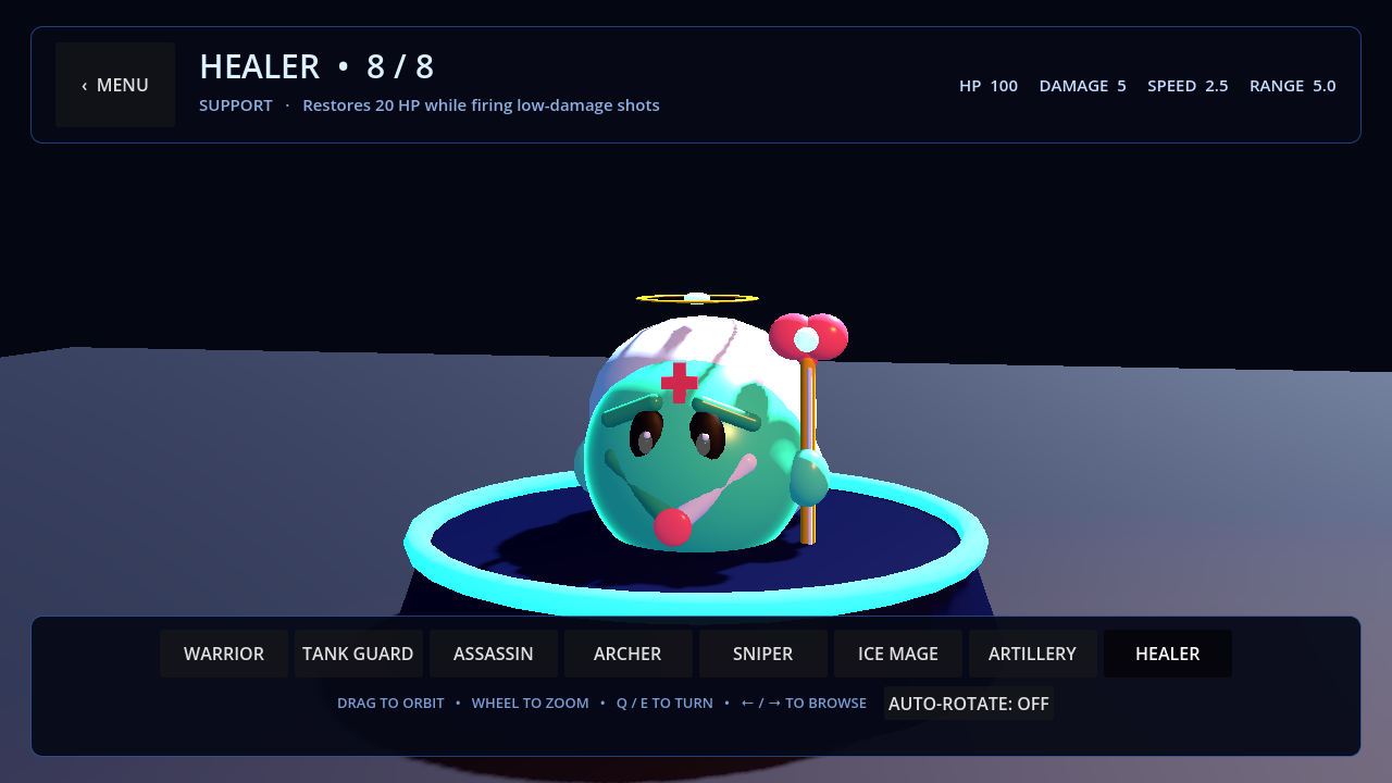 The Healer model in the in-game character gallery