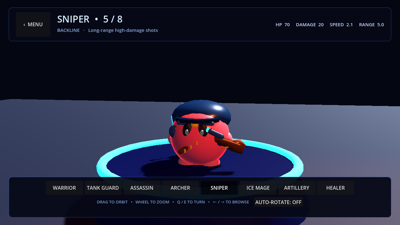 The Sniper model in the in-game character gallery