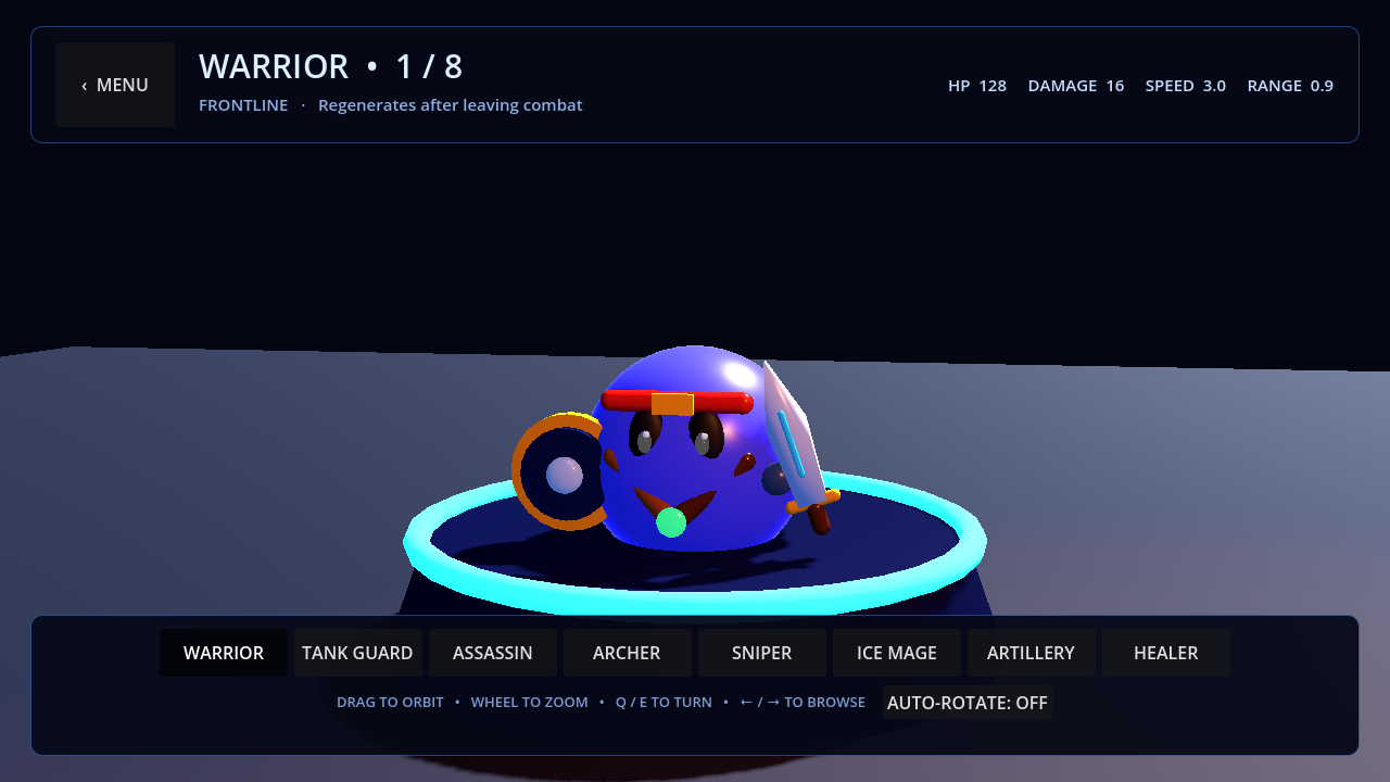 The Warrior model in the in-game character gallery